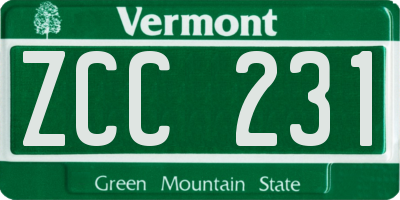 VT license plate ZCC231
