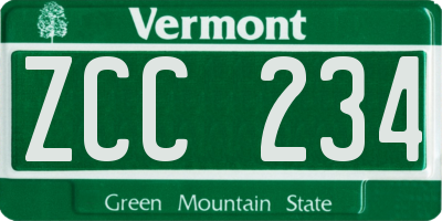 VT license plate ZCC234