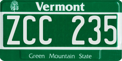 VT license plate ZCC235