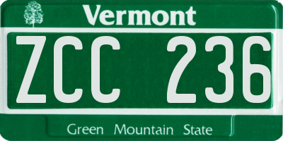 VT license plate ZCC236