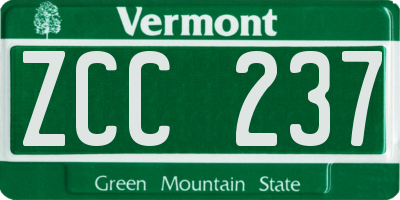 VT license plate ZCC237
