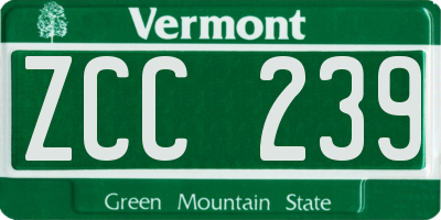 VT license plate ZCC239