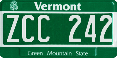 VT license plate ZCC242