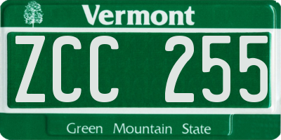 VT license plate ZCC255