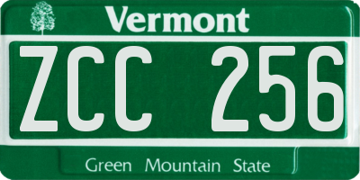 VT license plate ZCC256