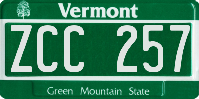 VT license plate ZCC257
