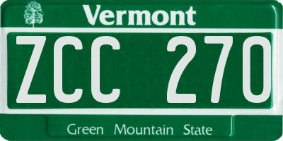 VT license plate ZCC270