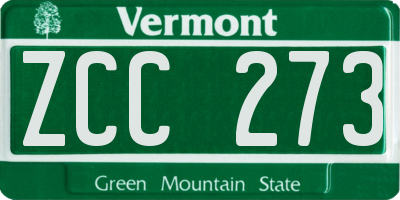 VT license plate ZCC273