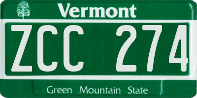 VT license plate ZCC274
