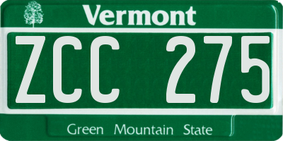 VT license plate ZCC275