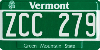 VT license plate ZCC279
