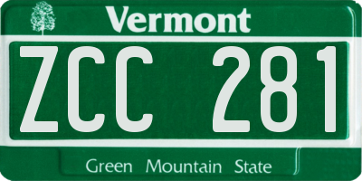 VT license plate ZCC281