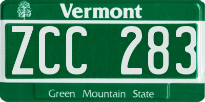 VT license plate ZCC283