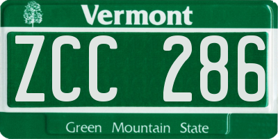 VT license plate ZCC286