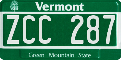 VT license plate ZCC287