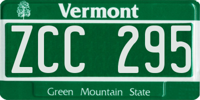 VT license plate ZCC295