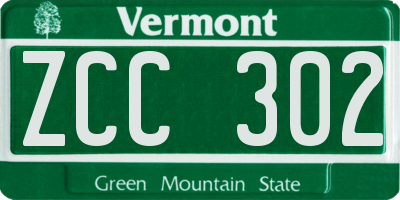 VT license plate ZCC302