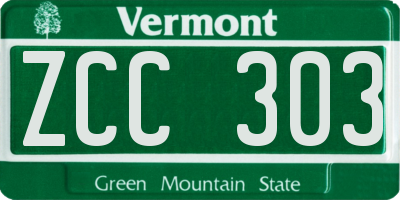 VT license plate ZCC303