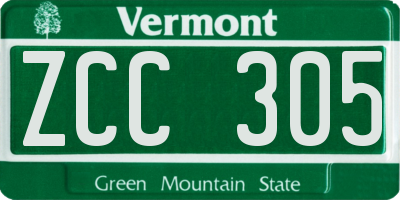 VT license plate ZCC305