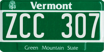 VT license plate ZCC307