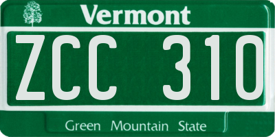 VT license plate ZCC310