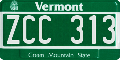 VT license plate ZCC313