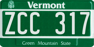 VT license plate ZCC317