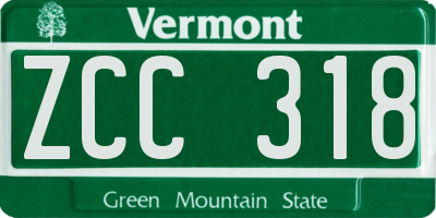 VT license plate ZCC318