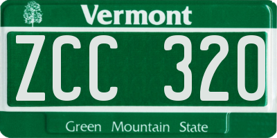 VT license plate ZCC320