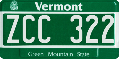 VT license plate ZCC322