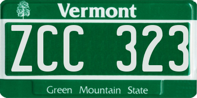 VT license plate ZCC323