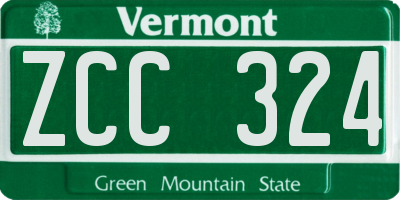 VT license plate ZCC324