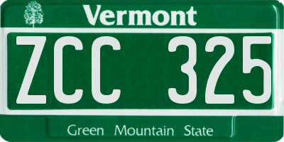 VT license plate ZCC325