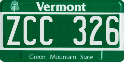 VT license plate ZCC326