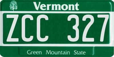 VT license plate ZCC327