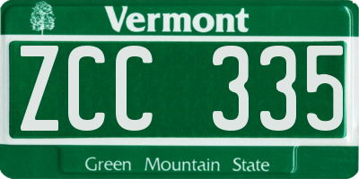 VT license plate ZCC335