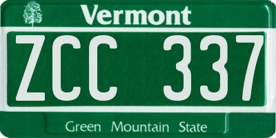 VT license plate ZCC337