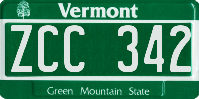 VT license plate ZCC342