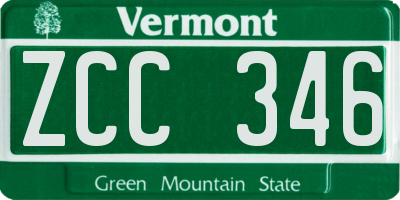 VT license plate ZCC346