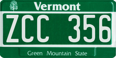 VT license plate ZCC356