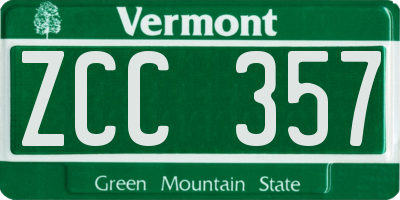 VT license plate ZCC357