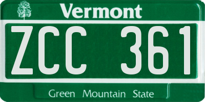 VT license plate ZCC361