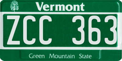 VT license plate ZCC363