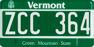 VT license plate ZCC364