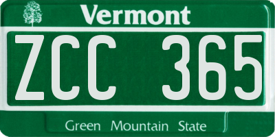 VT license plate ZCC365