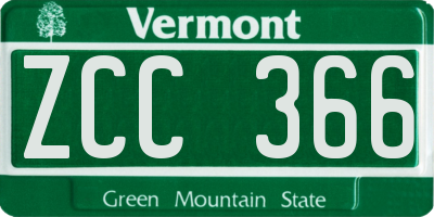 VT license plate ZCC366