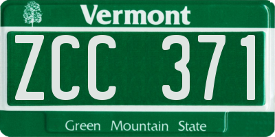 VT license plate ZCC371