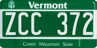 VT license plate ZCC372