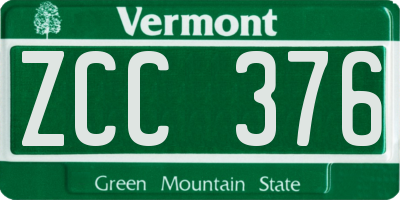 VT license plate ZCC376