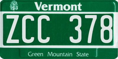 VT license plate ZCC378